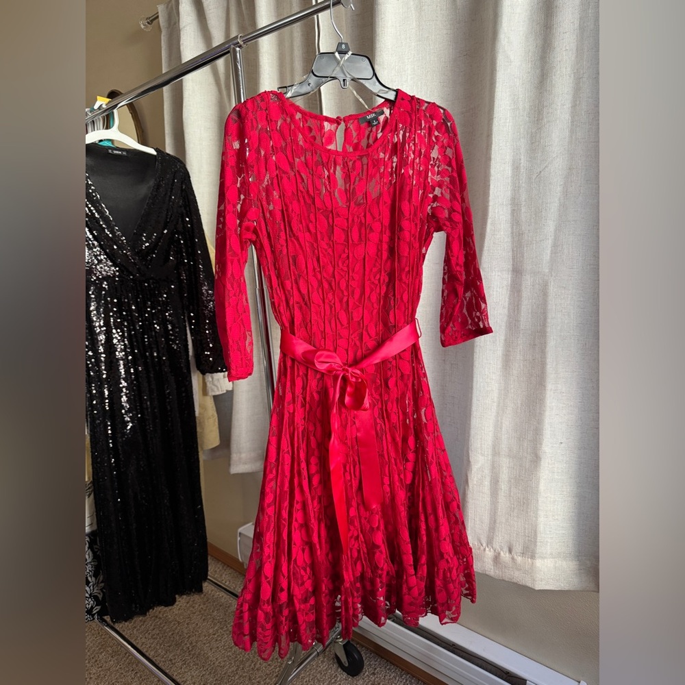 MSK Vibrant Red Lace Fit and Flare